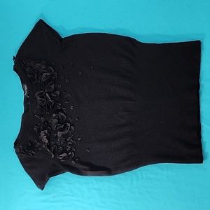 White House Black Market Women's Beaded Floral Sweater Blouse Size XS
